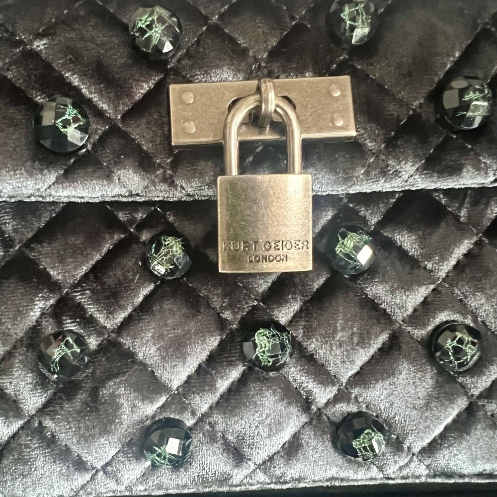 KURT GEIGER London Mini Brixton Velvet Teal Shoulder Bag